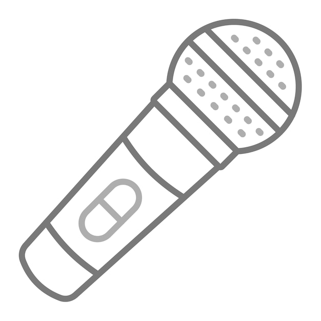 a white and gray drawing of a microphone with a p on it