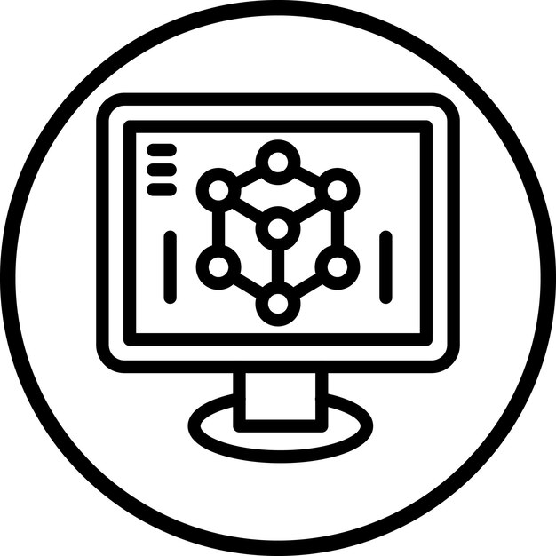 a white computer monitor with a black circle around the bottom
