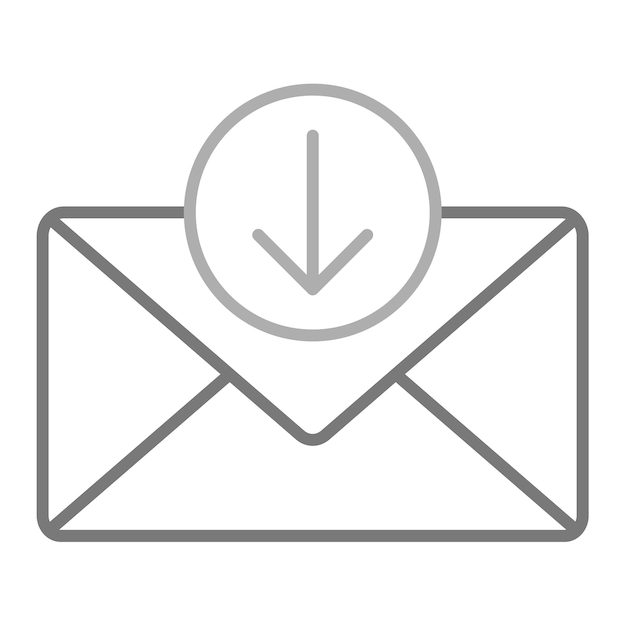 a white logo with a blue arrow pointing down