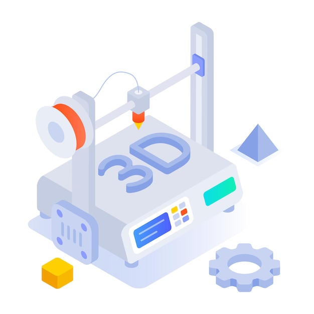 a white machine with a blue and orange design on it