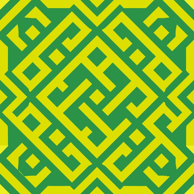a yellow and green pattern with a green background