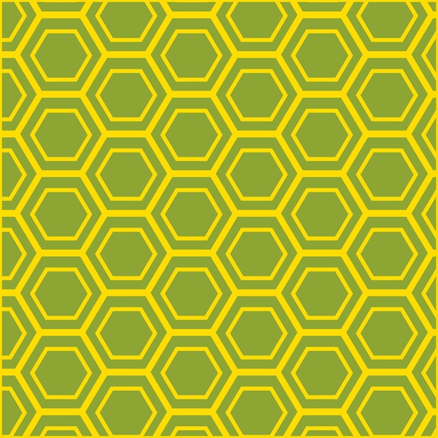 a yellow and green pattern with a green hexagonal pattern