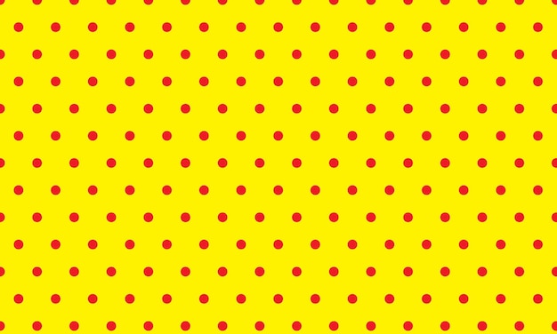 a yellow background with red dots and dots