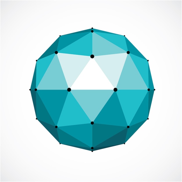abstract 3d faceted figure with connected black lines and dots. green vector low poly design element, cybernetic orb shape with grid and lines mesh.