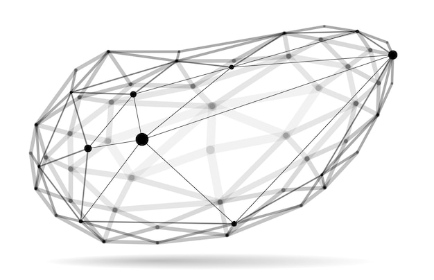 Abstract 3D mesh shape vector illustration dots connected with lines technology polygonal object isolated on white background dynamic lattice with realistic depth of field effect
