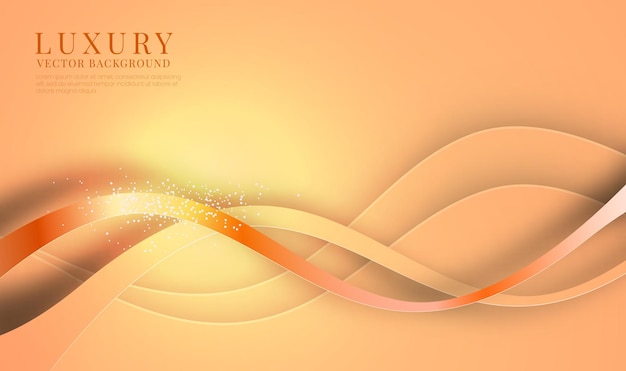 abstract 3d orange luxury background with shiny metallic waves effect