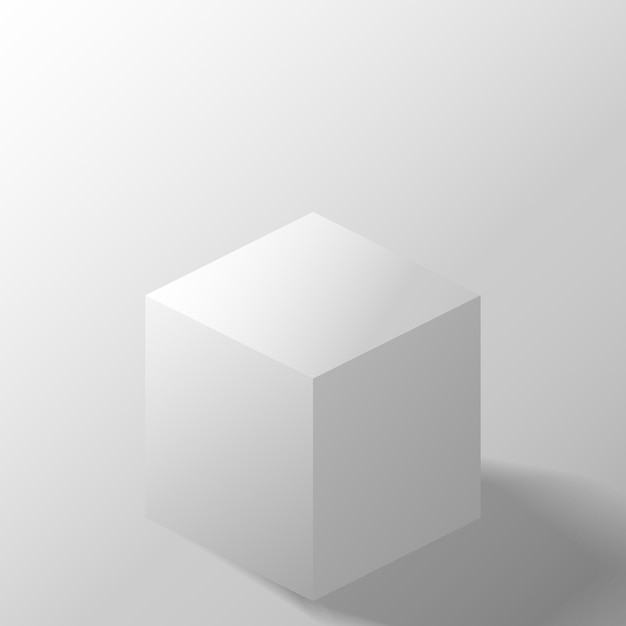 Abstract 3D white cube box mockup on white background