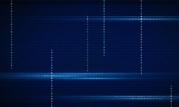 Abstract a stream of binary code numbers on the monitor are the computer matrix Hitech communication concept innovation background vector design
