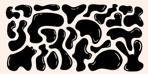 abstract amoeba bubble shape elements set fun balloons organic elements signs with glare in trendy