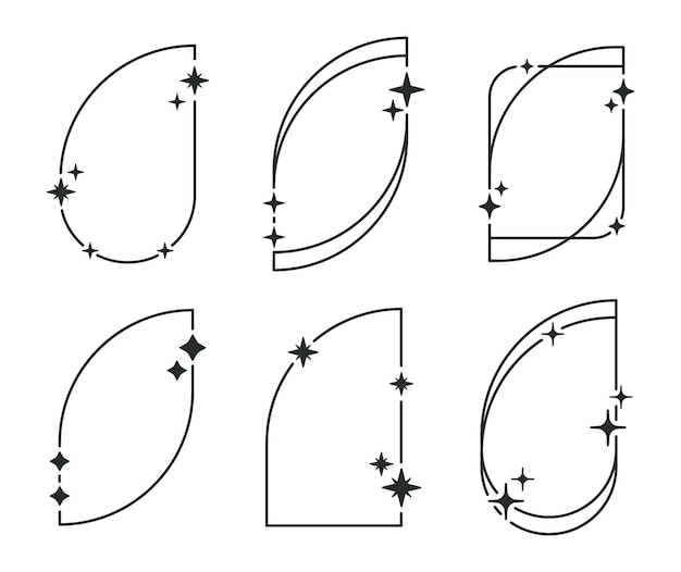 abstract arch y2k frames minimalist outline arch y2k aesthetic frames flat vector illustration set