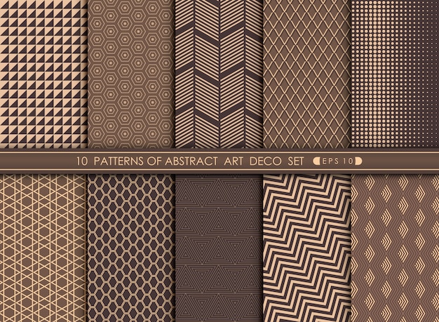 Abstract art deco pattern set background. 