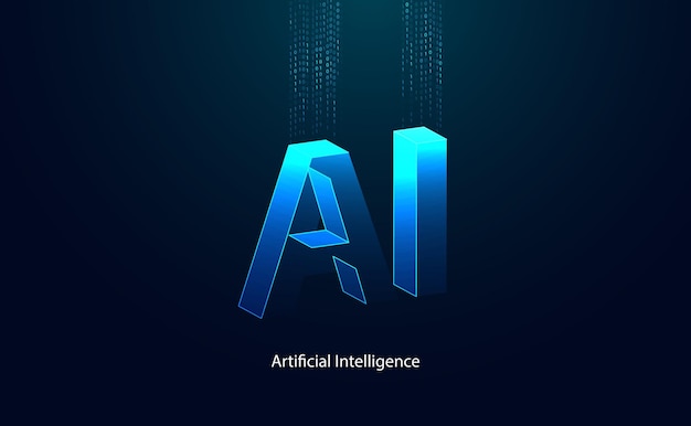 Abstract Artificial Intelligence on Atomic and Technology Background with Computer binary Systems dot blue