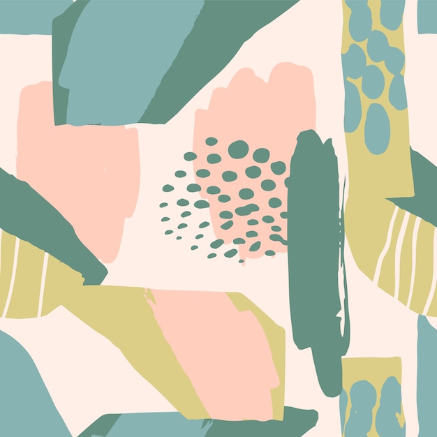 abstract artistic seamless pattern with trendy hand drawn textures