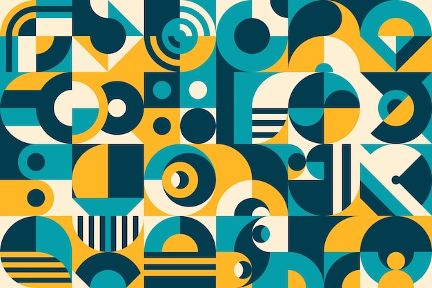 abstract azure blue and yellow bauhaus modern geometric pattern retro artwork design layout minimalism vector pattern or business presentation background with bauhaus color geometrical shapes