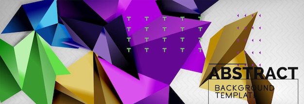 Abstract background flying color geometric triangles composition on grey