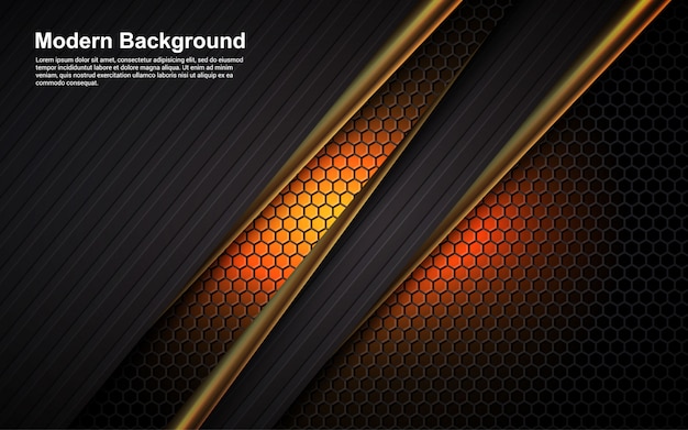  abstract background golden line and black color on dimension orange modern