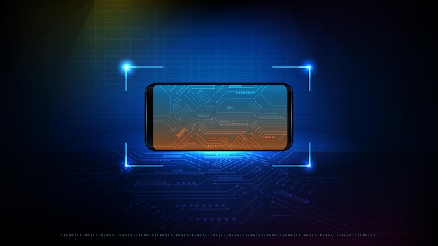 Abstract background of futuristic technology smart phone with circuit electronic line