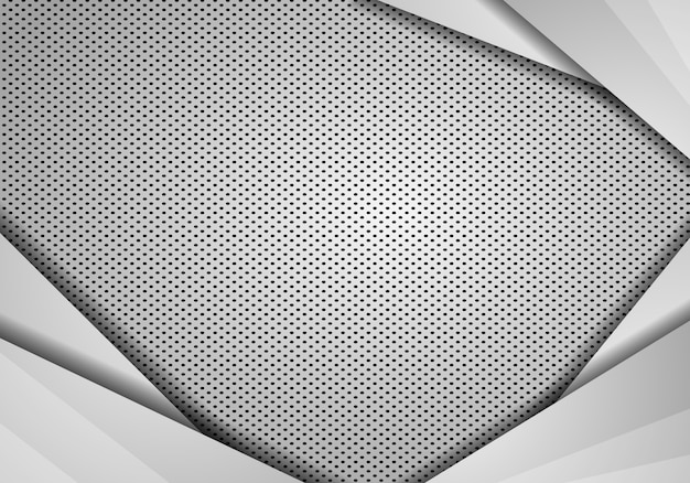 Abstract background overlap dimension grey vector. metal with mesh, modern tech design template background.