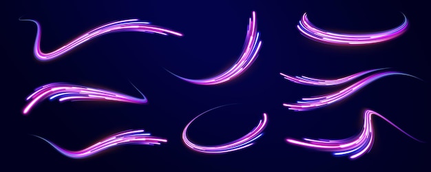 Abstract background rotational border lines Neon stripes in the form of drill turns and swirl