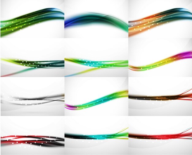 Abstract background set blurred wave templates Vector