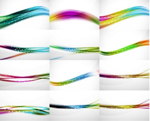 Abstract background set blurred wave templates Vector