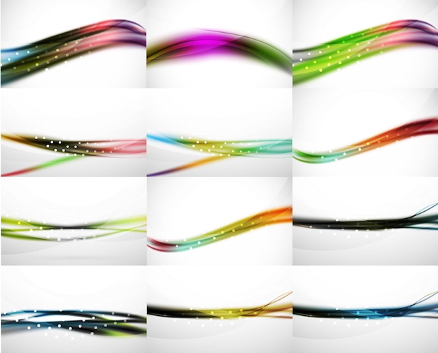 Abstract background set blurred wave templates Vector