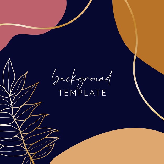 Abstract background vector template with geometric shapes and leaves Good for social media posts