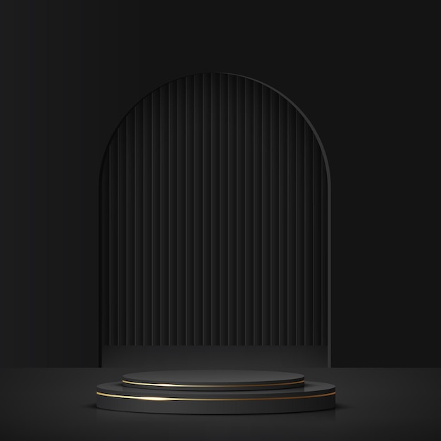 abstract background with black and gold podium for presentation vector