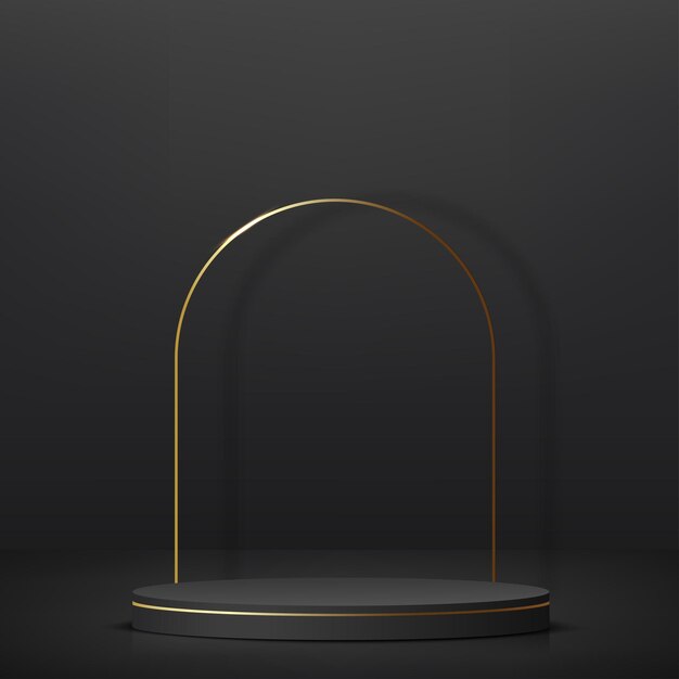 Abstract background with black and gold podium for presentation Vector