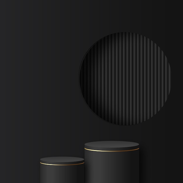 abstract background with black and gold podium for presentation vector
