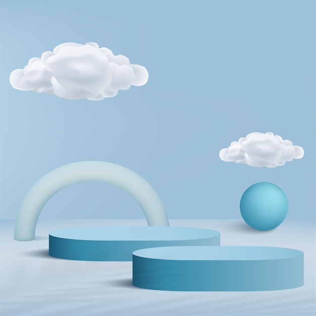 Abstract background with blue color geometric 3d podiums. Vector illustration