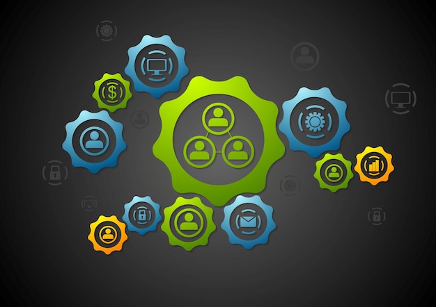 Abstract background with gears and icons Technology vector design