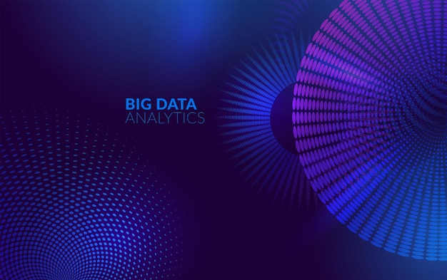 Abstract big data technology background digital vector with blue and purple halftone circles and stars pattern futuristic IT artificial intelligence blockchain data flow network and analytics