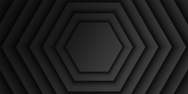 Abstract black hexagonal overlap layer background hexagon shape pattern dark minimal design