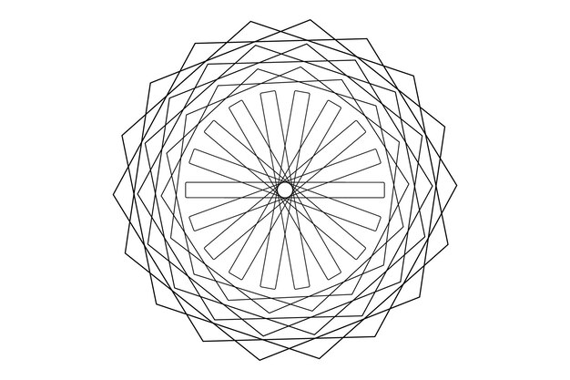 Abstract Black line Round design spiral geometric mandala illusion circle in white background