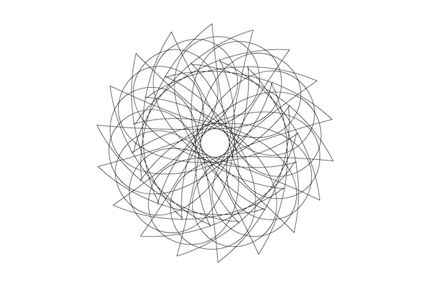 Abstract Black line Round design spiral geometric mandala illusion circle in white background