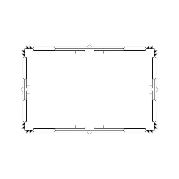 Abstract Black Simple Line Rectangular Frame Doodle Outline Element Vector Design Style Sketch