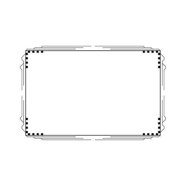 Abstract Black Simple Line Rectangular Frame Doodle Outline Element Vector Design Style Sketch