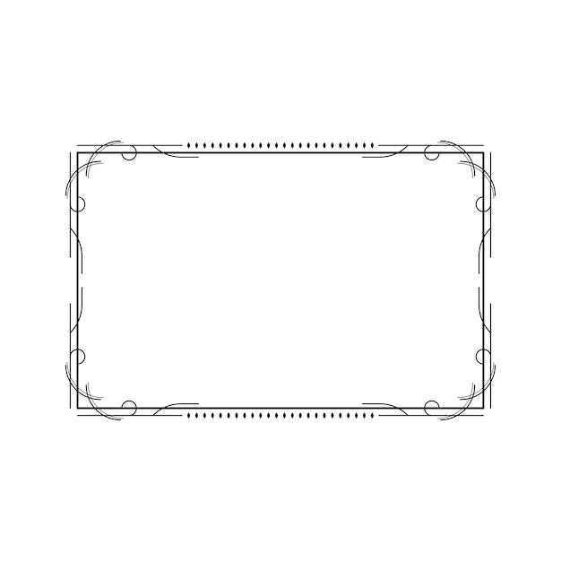 Abstract Black Simple Line Rectangular Frame Doodle Outline Element Vector Design Style Sketch