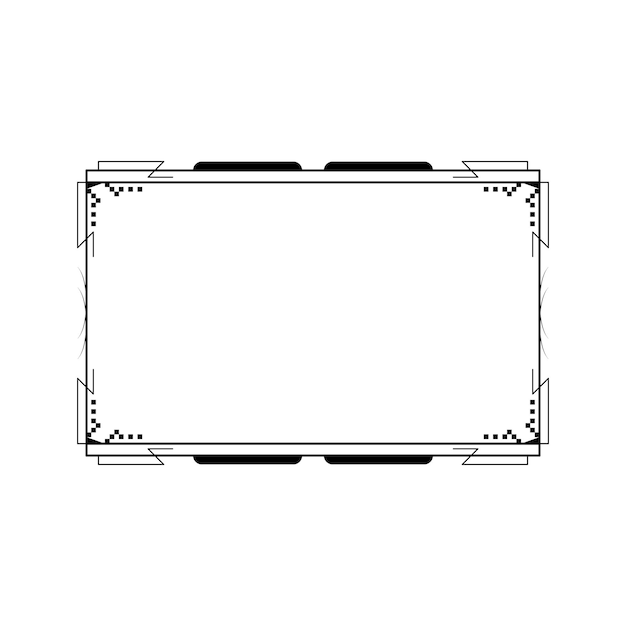 Abstract Black Simple Line Rectangular Frame Doodle Outline Element Vector Design Style Sketch