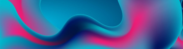 Abstract blue and purple liquid wavy shapes futuristic banner