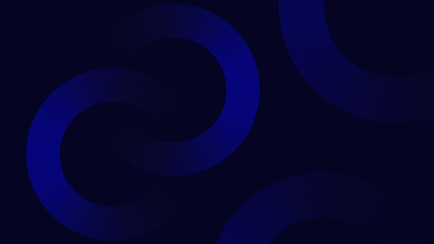 Abstract blue circular wave pattern with curved lines on a dark background