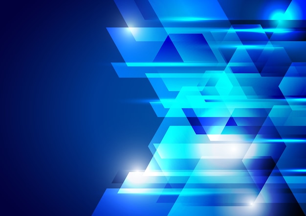 Abstract blue geometric hexagon technology design