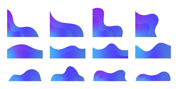Abstract Blue Gradient Shapes Wave Collection