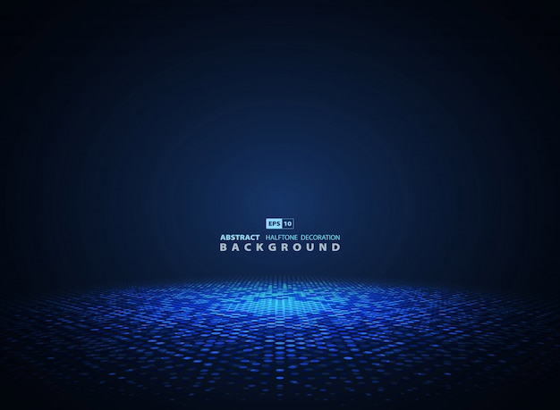 Abstract blue halftone circle futuristic background. 