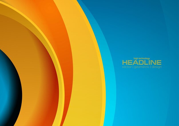 Abstract blue orange geometric wavy background