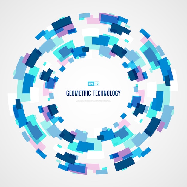 Abstract blue technology square circle color of futuristic background.