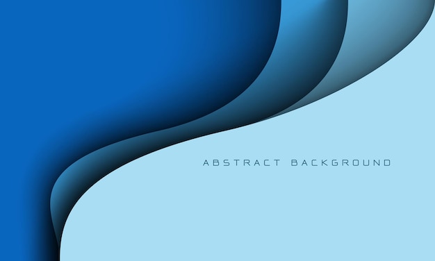 abstract blue tone paper cut curve geometric design modern futuristic creative background vector
