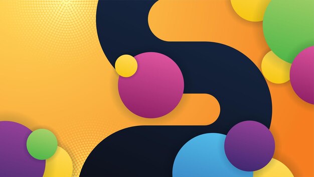 Abstract blue yellow and pink background with waves and circles