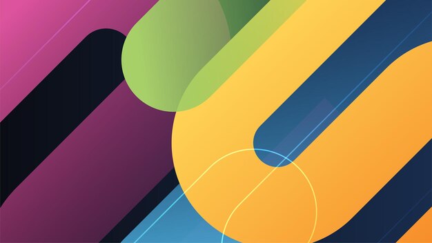 Abstract blue yellow and pink background with waves and circles